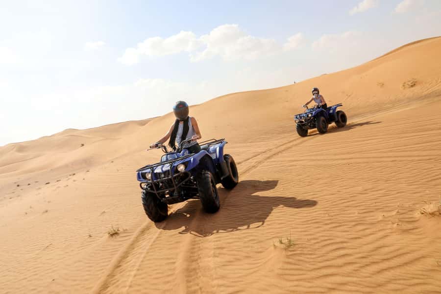 Abu Dhabi: Desert Safari, Quad Bike, Camels & Sandboarding - Dune bashing in a 4WD