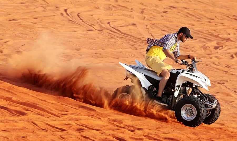Abu Dhabi: Desert Safari, Quad Bike, Camels & Sandboarding - Quad biking: the biggest thrill, with a clear warning