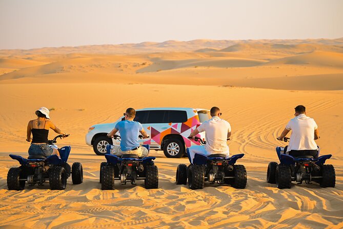 Abu Dhabi Evening Desert Safari - Private car Dune bashing & BBQ - Sand boarding and the quiet between rides
