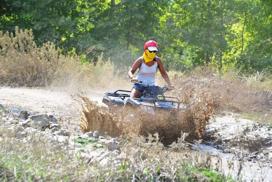 Alanya: Quad Bike Safari - Following the guide through hills and pine forest