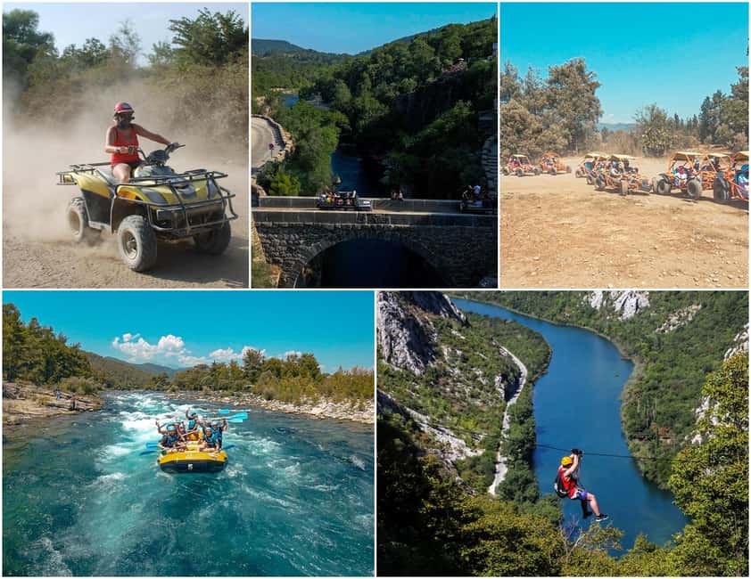 Antalya/Side: Quad, Buggy, Rafting & Zipline Tour with Lunch - Quad or buggy riding: muddy fun with a short track