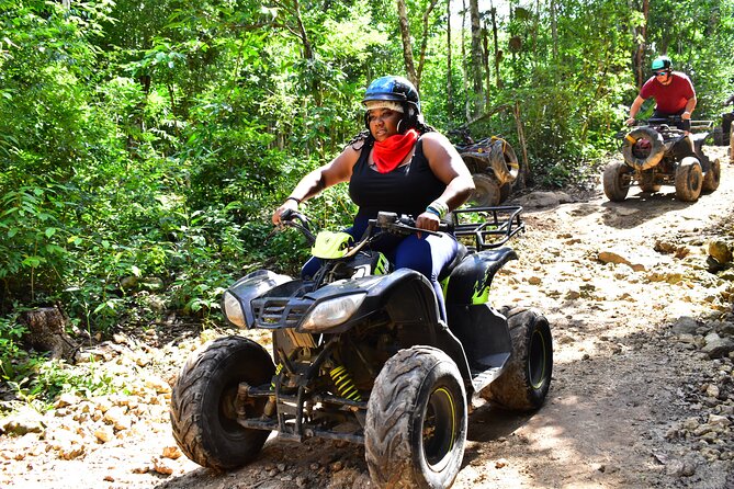 ATV's (shared), Ziplines & Cenote! Half-Day with Transportation from Cancun - Rough roads and shared ATV riding