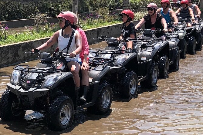 Bali ATV Quad Bike Through Tunnel, Waterfall, White Water Rafting - ATV riding through tunnels, water, and rice fields