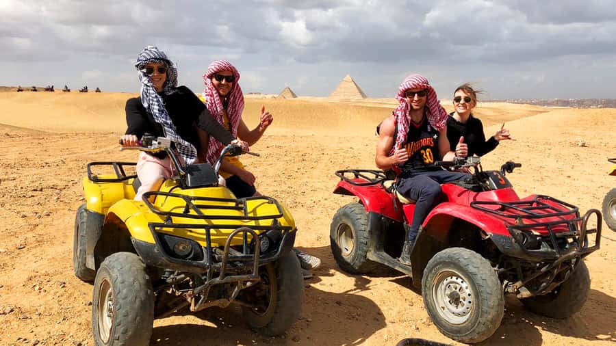 Cairo: Private Quad Bike Desert Tour with Pyramids & Sunset - One hour on sand beneath the pyramids