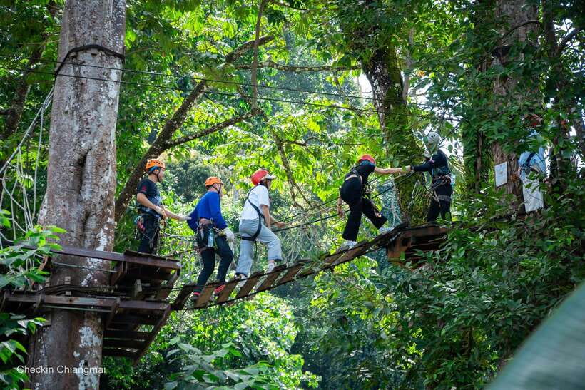 Chiang Mai: Sky Hawk Zipline Adventure With Optional ATV - The first step onto the zipline course