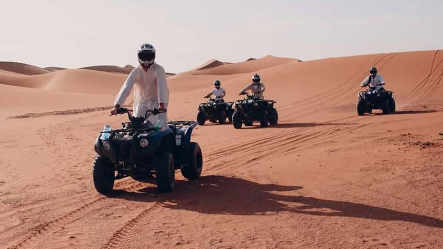 Desert Safari, Quad Bike, Camel Ride, Falcon & Sandboarding - Sealine Beach marks the switch to dune bashing