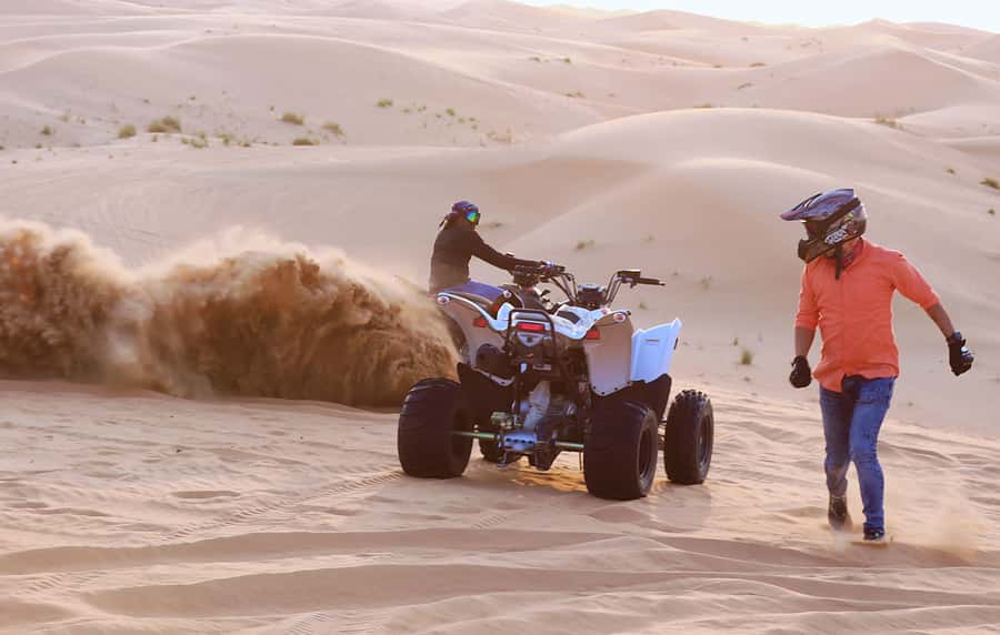 Desert Safari Self-Drive Quad Bike OR Dune Buggy Experience - Camel riding and falcon photos at Sealine Beach Resort