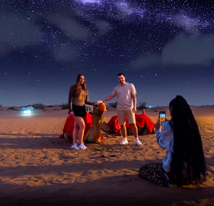 Doha: Nighttime Desert Safari with Dune Bashing & Camel Ride - Tea, coffee, and the desert camp