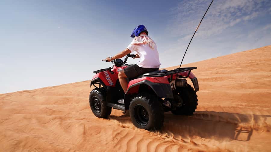 Dubai Desert Adventure: Red Dunes Guided Quad/Polaris & BBQ - Key points at a glance