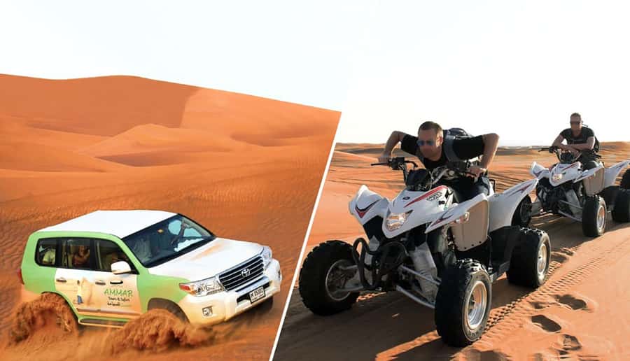 Dubai: Desert Safari, Quad Bike, Camel Ride and Sandboarding - Leaving Dubai for the red dunes