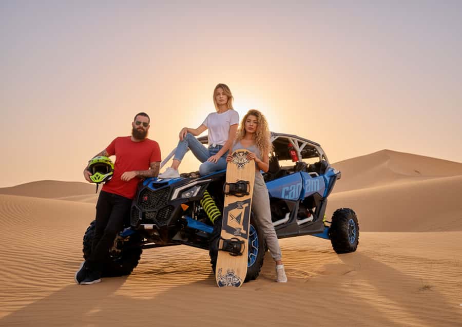 Dubai: Desert Safari, Quad Bike, Sandboarding, Camels & BBQ - BBQ buffet and evening entertainment