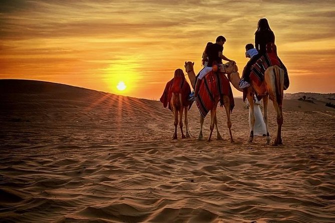 Dubai Desert Safari With BBQ, Quad Bike And Camel Ride - Camel riding and sandboarding: short but worthwhile