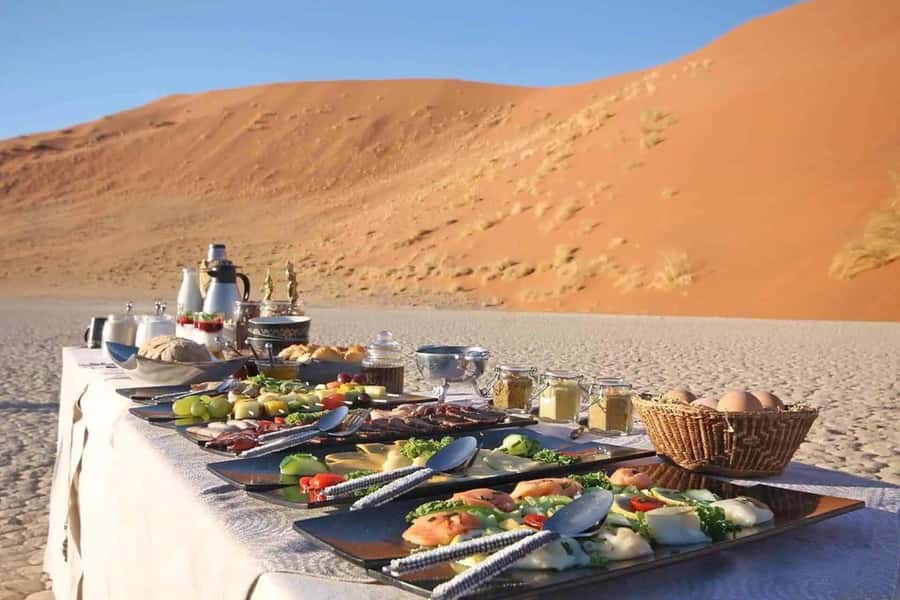 Dubai: Hot Air Balloon with Camel, ATV, & Horse Ride Options - Breakfast and the campsite after landing