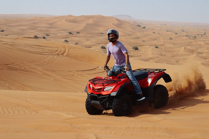 Dubai: Jeep Desert Safari, Camel Ride, and Quad Bike Tour - Quad biking at Lahbab