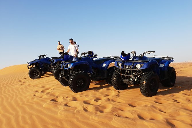 Dubai: Quad Bike Safari, Camels, & Camp with BBQ Dinner - Sandboarding and desert photo stops