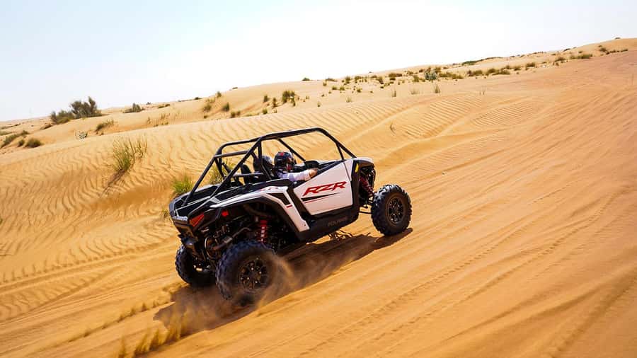 Dubai: Red Dune Desert, Dune Buggy Ride & BBQ Buffet Dinner - Sandboarding, camel photos, and the setting sun