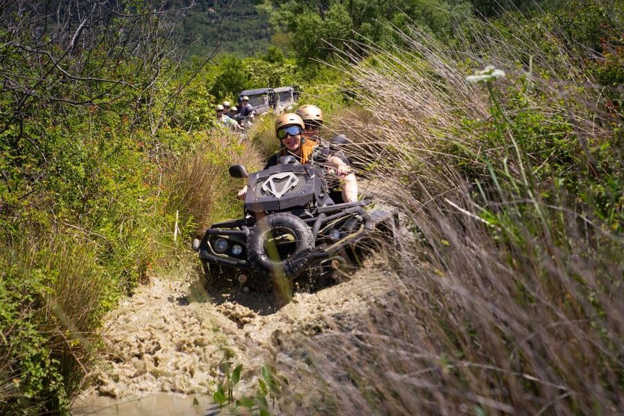 Dubrovnik: Kojan Koral ATV Quad Safari with transport - Wine, fruit, and the finish at Kojan Koral