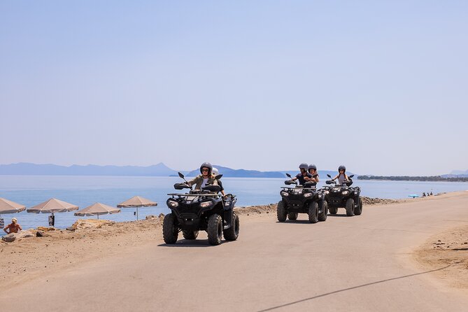 From Kolymbari: Ancient Diktyna & Hidden Beach Quad Safari - Afrata Beach brings the first coastal pause
