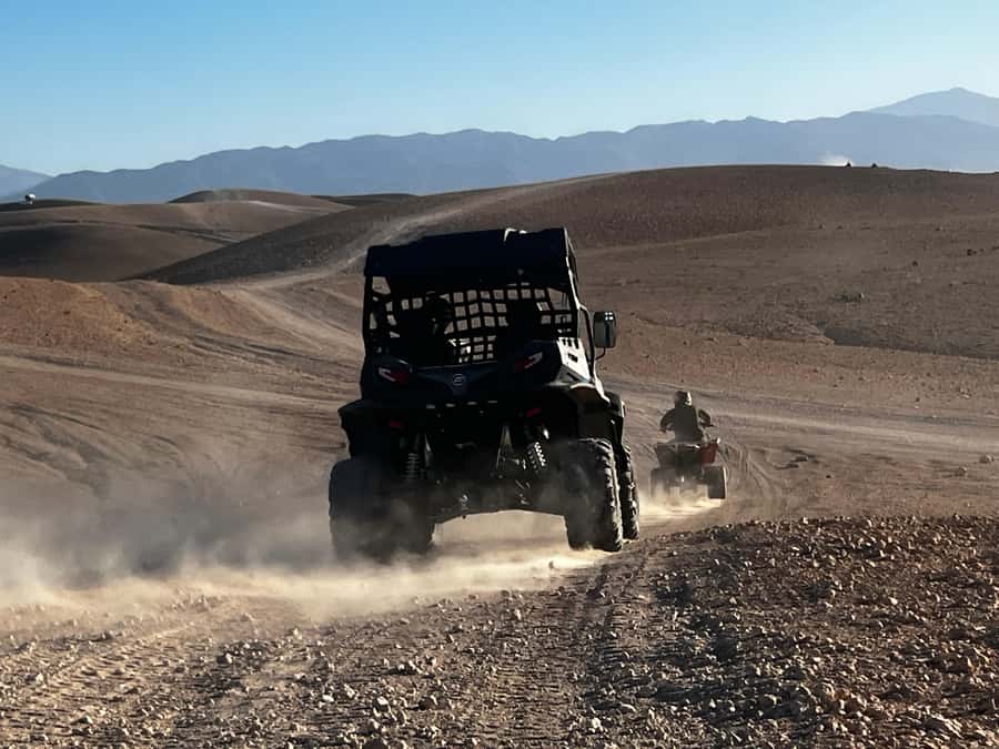 From Marrakech: Agafay Desert Buggy 1Hour & Dinner Show - From engine noise to a Moroccan dinner