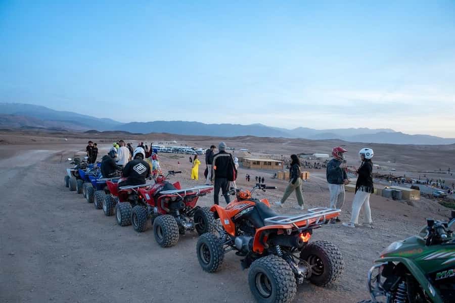 From Marrakech: Agafay Desert Quad Biking with Dinner & Show - Tea, dinner, and a Berber-style evening