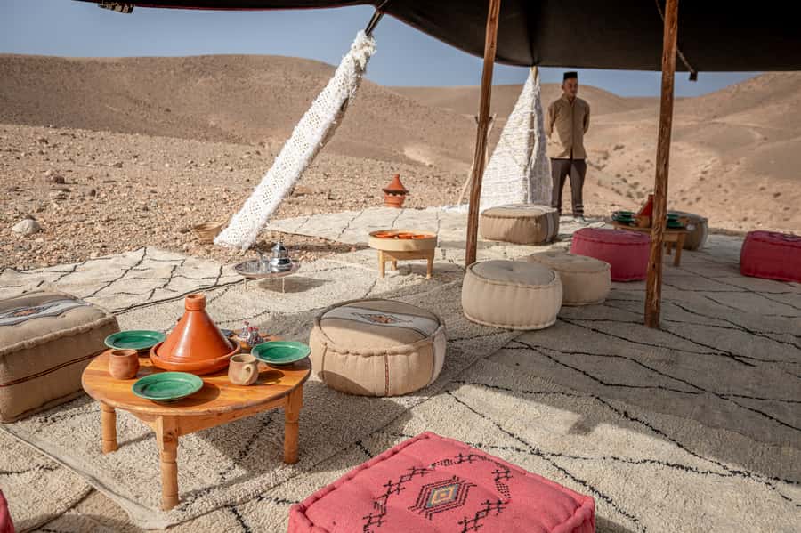 From Marrakech: Premium Agafay Desert Half-Day Quad Biking - The tea stop under Moroccan tents