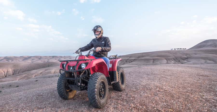 From Marrakech: Premium Agafay Desert Half-Day Quad Biking - Getting ready at the oasis base