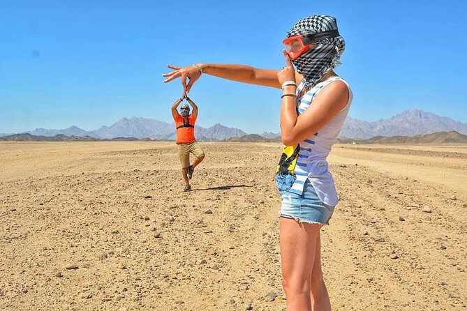 Hurghada: ATV Quad Safari& Bedouin Village Tour - Sunset, desert photos, and the mountain view