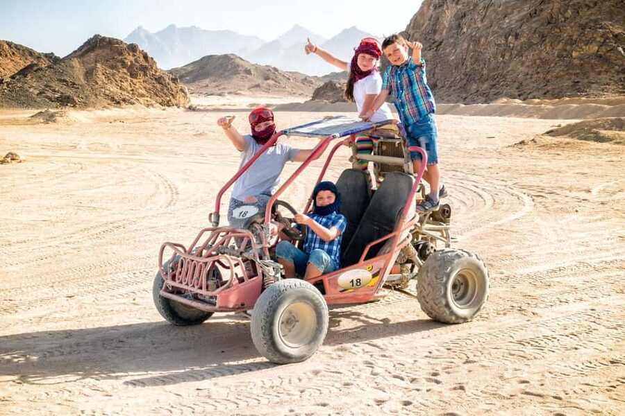 Hurghada: Jeep and ATV Quad with Dinner & Desert Fire Show - From Hurghada hotels to the open desert