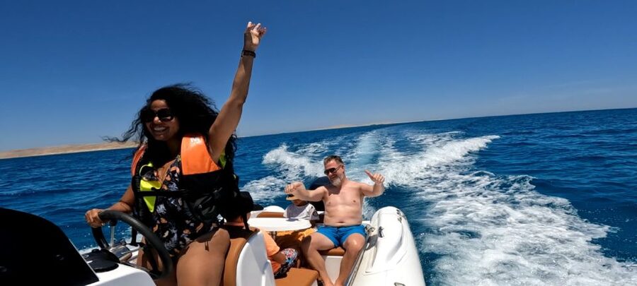 Hurghada: Safari ATV Quad & Speedboat to Orange bay island - From Hurghada hotels to the desert at 8:00 AM
