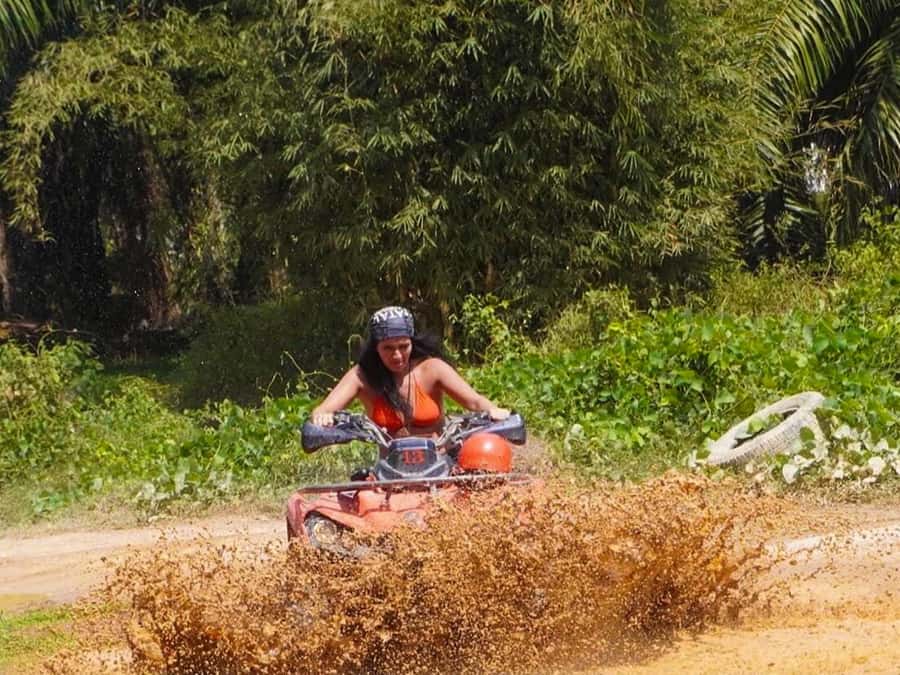 KhaoLak:ATV, ZipLine, & Rafting Adventure Monkey Cave Temple - The 200-meter zipline through the trees