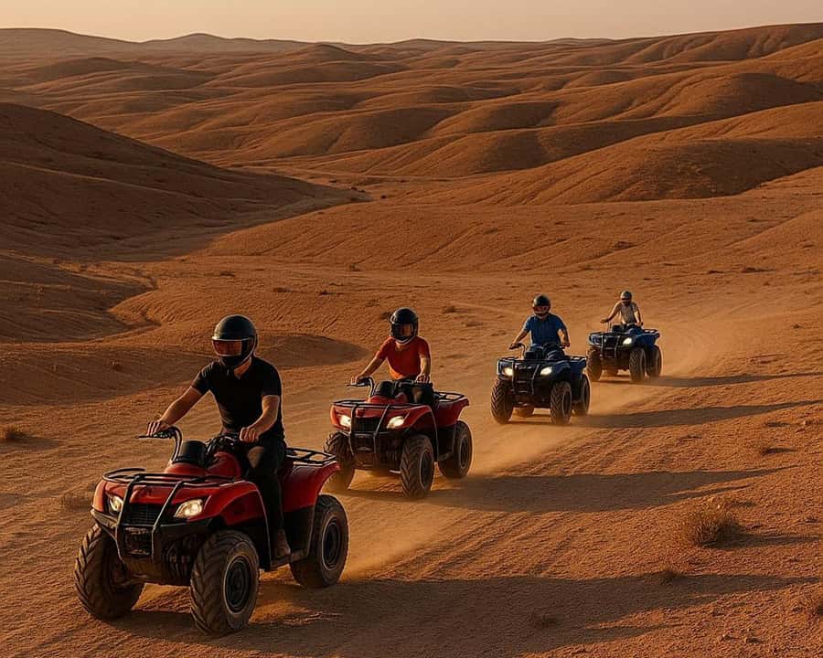 Marrakech: Agafay Desert Dinner Show with Quad Bike & Camel - The argan oil stop and Moroccan tea