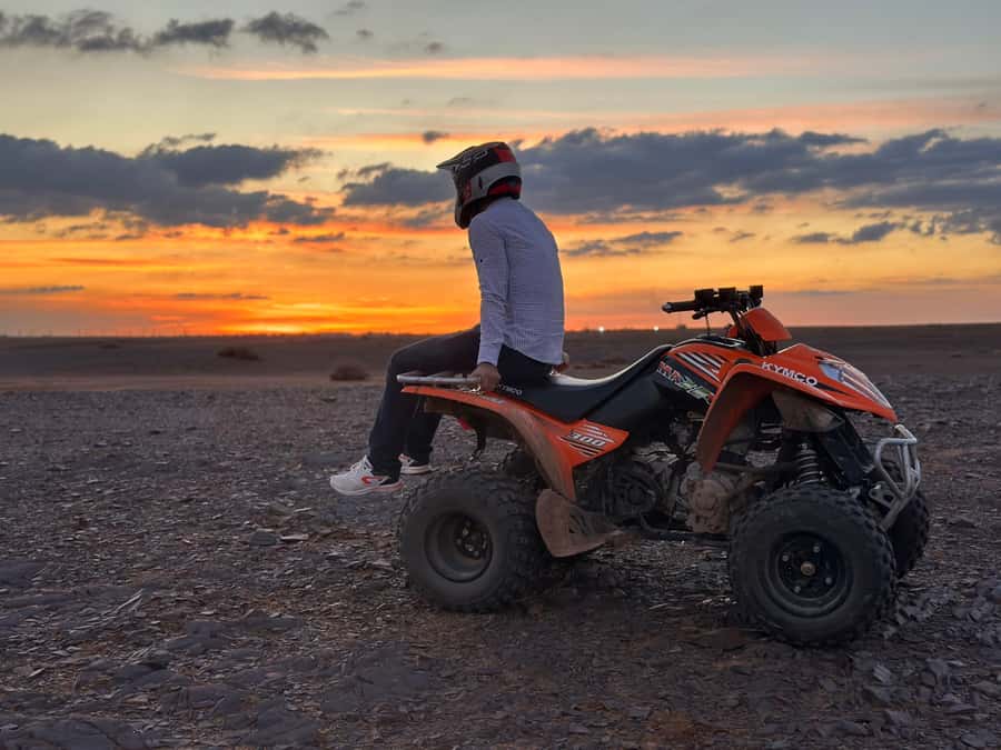 Marrakech: Desert and Palm Grove Sunset Quad Tour with Tea - Key points at a glance