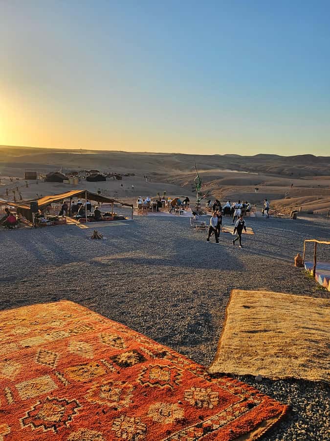 Marrakech: Dinner and Quad bike Desert Agafay Stars & show - Sunset dinner at the desert camp