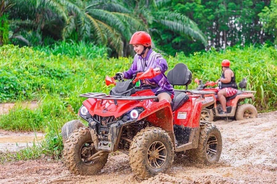 Phuket: Bamboo Rafting 5KM + ATV 30MIN with Adv Raft Option - ATV riding on muddy jungle tracks