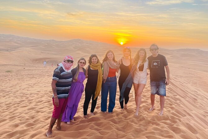 Premium Desert Safari Dubai : Dune Bashing, Camel Ride with BBQ - Sandboarding and the sunset photo stop
