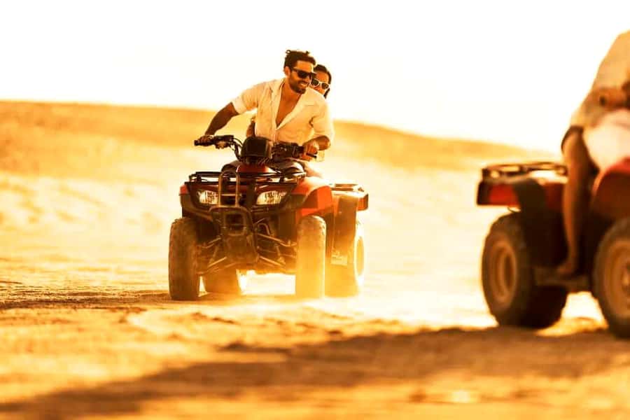 Quad biking in Agafay Desert with lunch & Camel Ride & pool - One hour across Agafay’s stone and open views