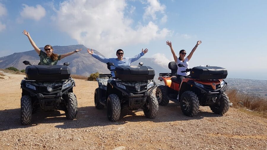 Santorini: ATV guided tour around the South of the island - Off-road riding and a possible swim at Theros Beach