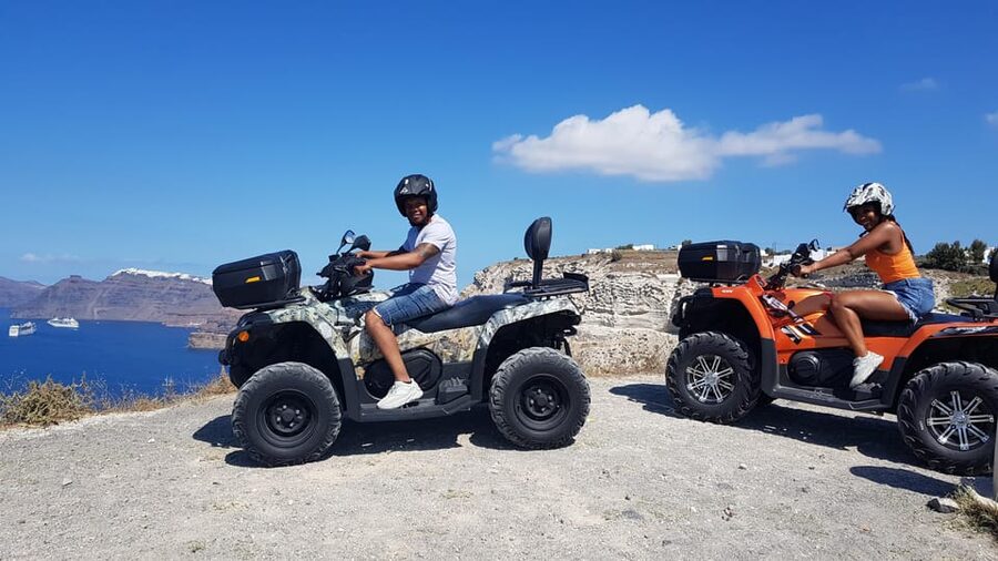 Santorini: ATV guided tour around the South of the island - Pyrgos, Santorini’s former capital