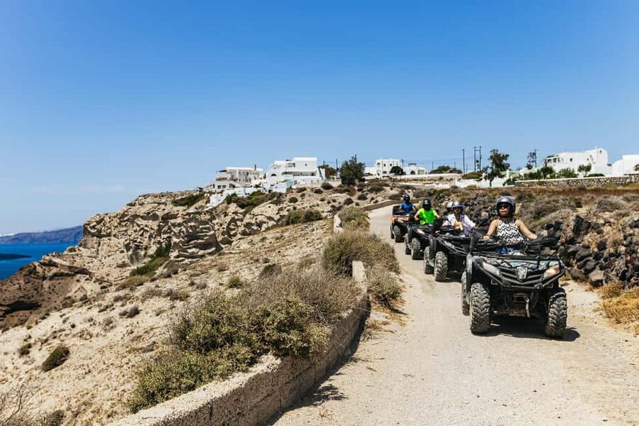 Santorini: ATV Quad Bike Tour with Lunch and Pickup - Black Sand Beach and the volcanic coast
