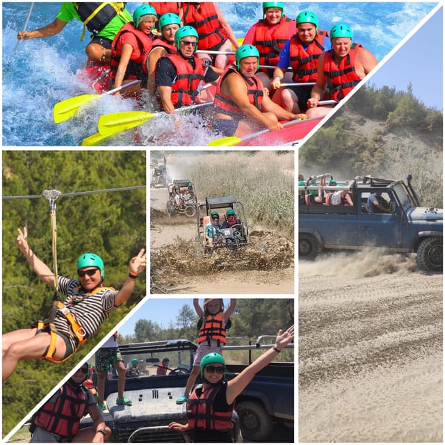 Side&Alanya:Rafting,Jeep,Quad/Buggy Safari/Zipline wLunch - Ziplining through the canyon setting