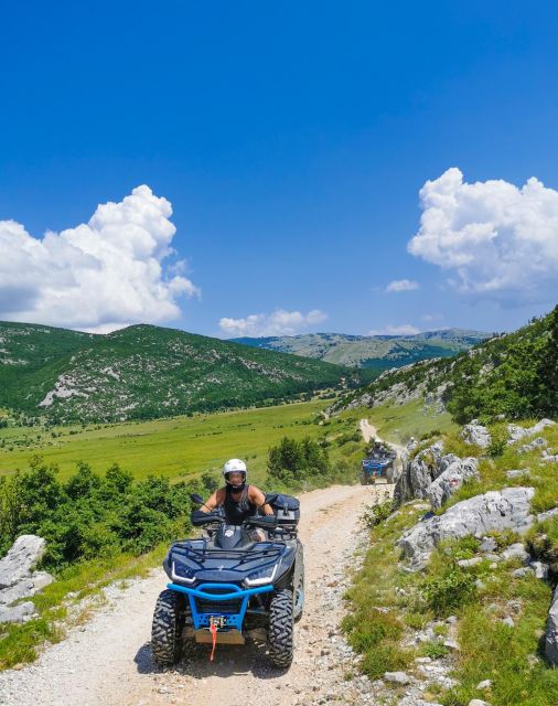 Split: Dalmatian Quad Tour with River Swimming & Picnic - Reaching the Cetina River in summer