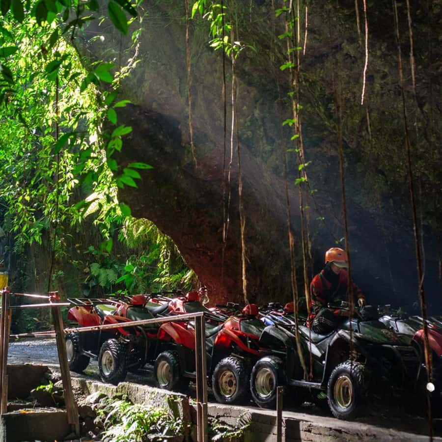Ubud: Quad ATV Waterfalls & Barong Caves - One hour through mud, rivers, and jungle